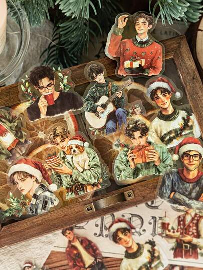 30 张/包圣诞主题贴纸、创意美学贴纸贴花、DIY 装饰拼贴工艺材料、节日礼物、个性化剪贴簿学校用品