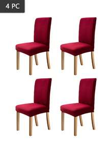 2/4/6pcs Solid Color Chair Covers, Elastic Dining Chair Protector, Home Decor Stool Covers - Burgundy - View 8