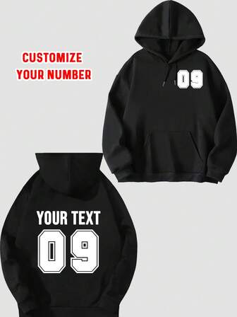 sweat-shirt à capuche personnalisé pour hommes - Maillot de sport avec numéro porte-bonheur personnalisé - Ajoutez votre texte/nom/numéro porte-bonheur/numéro de joueur/créez votre propre t-shirt imprimé personnalisé. Idéal pour regarder les matchs avec des amis, les uniformes d'équipe, l'automne