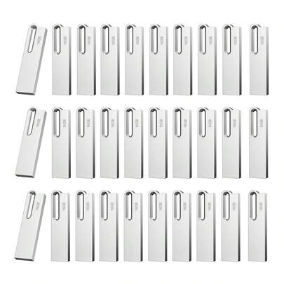 Paquete de 10/30/50/100 unidades flash USB de 16 GB, USB 2.0, resistente al agua, de metal, miniunidades delgadas, fácil de llevar, llavero, memoria USB