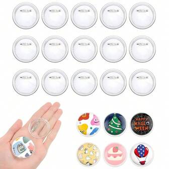 8/10/15/20/30 piezas Fabricante de botones DIY Botón de pin de acrílico claro Botones de pin en blanco para manualidades Suministros de artesanía