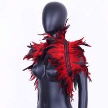 Women's Artificial Feather Shrug Shawl Wrap Lace Collar Halloween Costume Scarf Feather Bow Cape - Multicolor - View 3