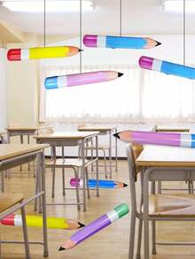 10 piezas de globos de PVC con forma de lápiz gigante y realista (colores de lápices aleatorios), adecuados para la decoración del aula de vuelta a la escuela, decoración de fondo de habitación, accesorios fotográficos, decoración de ventanas navideñas, Pascua - Multicolor - Ver 9