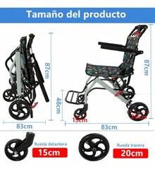 Silla de ruedas, silla de ruedas plegable,Silla de ruedas multifuncional, silla de ruedas para personas mayores, silla de ruedas para adultos, scooter de movilidad, silla de ruedas retráctil, equipada con cinturón de safe, capacidad de carga hasta 100 kg, reposabrazos plegables, reposapiés giratorios y extraíbles, equipada con función de freno de estacionamiento y función de freno de bloqueo de la rueda trasera, tamaño pequeño, se puede poner en una bolsa - Negro - Ver 7
