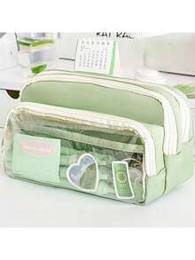 Estuche para lápices de gran capacidad y duradero, funda transparente para lápices de extra gran capacidad, diseño minimalista, fácil de transportar, perfecto para dibujo diario, adecuado como regalo de cumpleaños, aniversario, Día del Niño, Día del Maestro, regreso a la escuela para amigos, familiares, estudiantes, estuche para lápices, útiles escolares, regreso a la escuela