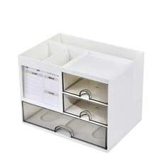 1 pieza Organizador de cajón de escritorio de acrílico, caja de almacenamiento apilable transparente para escritorio de oficina, planificador y papelería