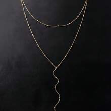 Women's Long Sexy Double Layer Beaded Tassels Necklace, 18K Gold Plated Or 925 Silver - Vàng - Xem 3
