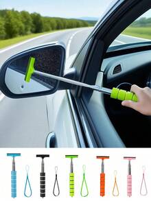 Retractable Wing Mirror Wiper Cleaner, Car Mirror Squeegee, Side Mirror Squeegee, Retractable Car Rearview Mirror Wiper With Telescopic Long Rod, Portable Auto Glass Water Cleaner For Rainy And Foggy Weather, Snow Brush For Vehicle Exterior Cleaning