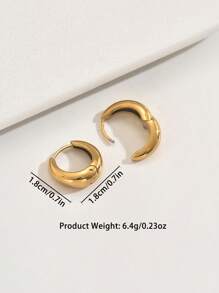 1pair Fashionable Stainless Steel Glossy Earrings For Women, Vintage & Classic Design Suitable For Wedding, Anniversary, And Daily Wear