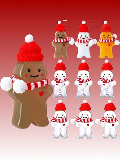 4/1 件/8.5 盎司圣诞姜饼人瓶，带帽子和围巾的透明圣诞果汁瓶，带盖的空塑料饮料瓶，可重复使用的圣诞饮料容器，适用于饮用牛奶、果汁和咖啡，圣诞装饰品，可重新填充和重复使用