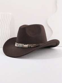 1 Unisex Western Cowboy Hat Imitation Wool Solid Color Cowboy Hat, American Soft Tweed Outdoor Wide-Brimmed Cowboy Hat, Suitable For Festival Parties And Outings.