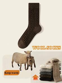 1/2/3/6 双装女士中筒袜，适合秋冬季节，可爱圆点图案，保暖舒适，可搭配靴子，厚羊毛袜，舒适袜