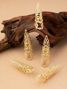 5pcs/Set Boho Style Exaggerated Nail Jewelry Rings Set For Women, Suitable For Party And Performance