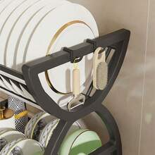 1pc Plastic Kitchen Organizer Rack, Multifunctional Bowl Dish Drainer Holder, Double-Layer Tableware Storage Box - Multicolor - View 7