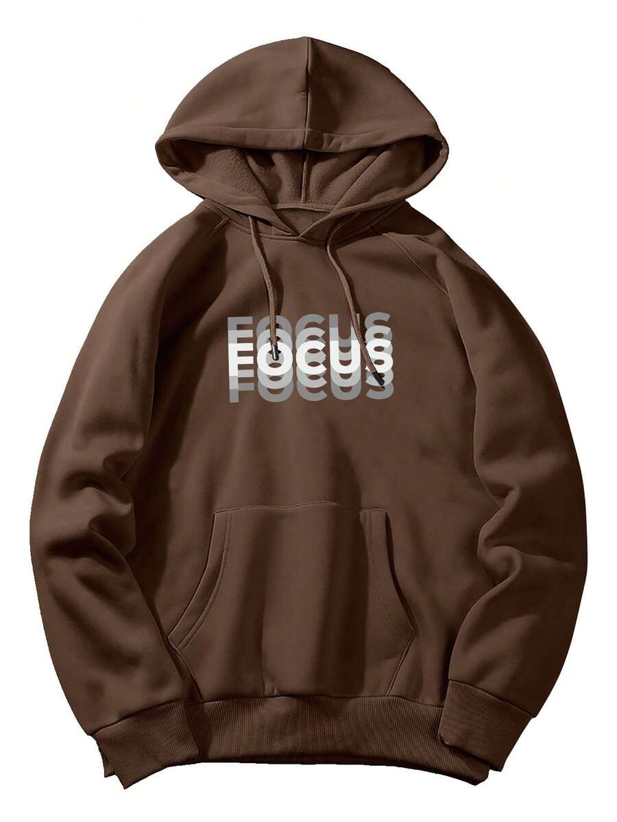 Sudadera con capucha gráfica de moda para hombres, sudadera con capucha casual ligeramente elástica y transpirable para exteriores - Marrón - Ver 1