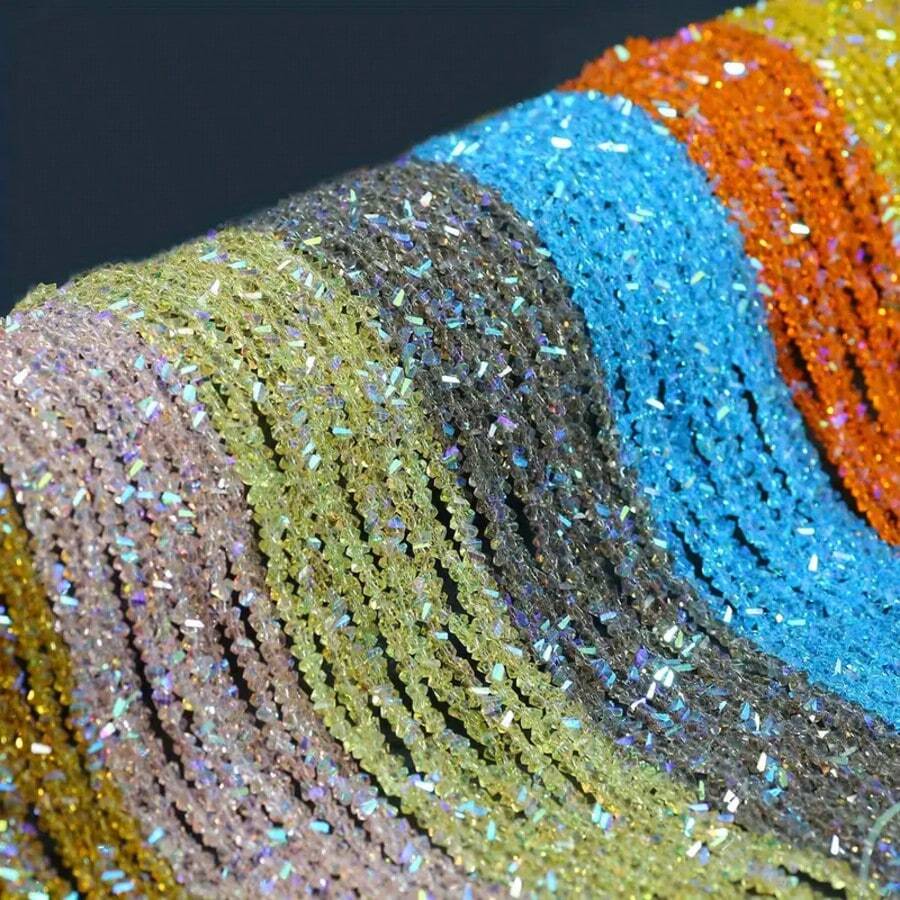 3mm/120.9pcs Colorful Faceted Artificial Crystal Triangle Beads, Suitable For DIY Jewelry Making, Bracelets, Necklaces, Phone Straps And Fashion Decorations - DIY - View 1