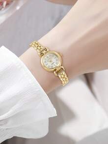 1 Set Of New Fashion Bracelet Women's Watch Retro Luxury Fashion Simple Elegant Light Luxury Elegant Versatile Watch Women's Quartz Watch Perfect For Everyday Wear, Birthday Gifts, Parties, Holiday Gatherings, And As The Ideal Gift For Yourself Or Friends