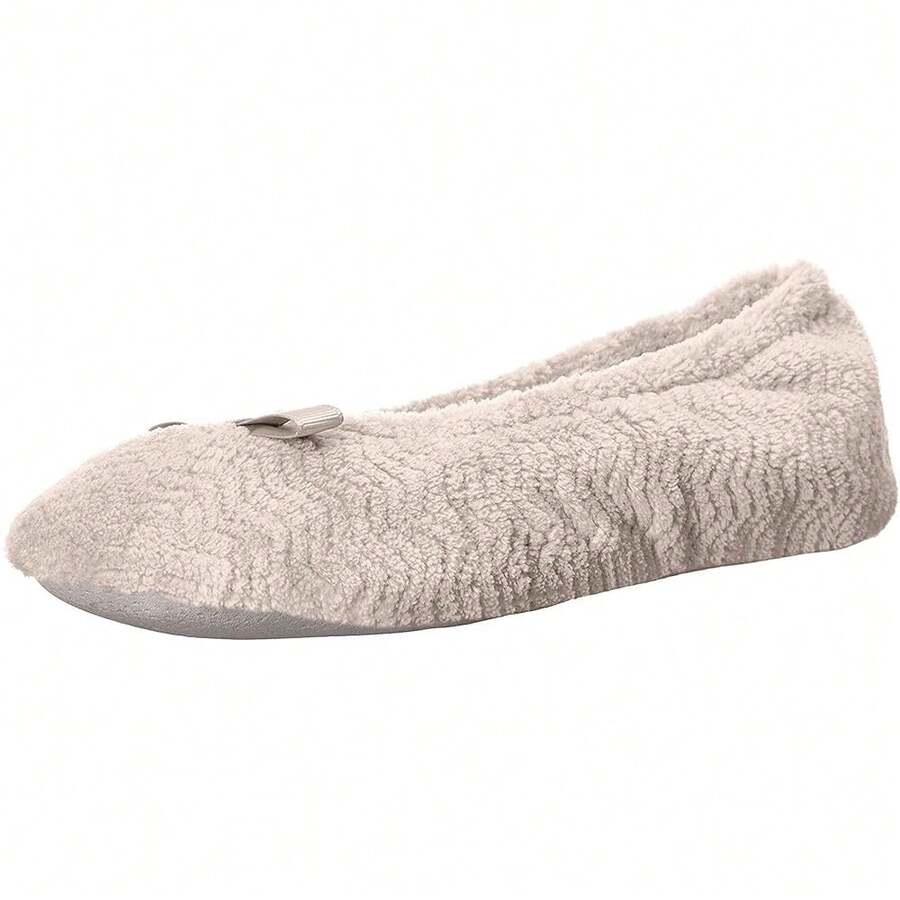 Isotoner Women's Diamond Microterry Gemma Ballerina Slippers With Memory Foam Comfort And Suede Sole-405868 - 灰褐色雪佛龍 - 查看 1