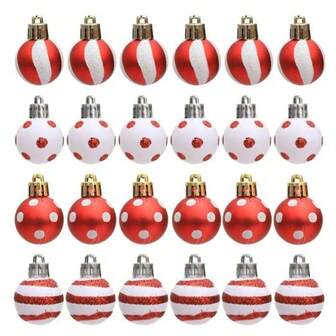 24pcs Mini Painted Christmas Ornaments Set - 1.18inch Festive Tree Decorations, Perfect For Holiday Gifts & Home Decor Christmas Decorations Room Decor Winter Christmas Decorations Home Christmas Gifts Christmas Decor