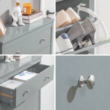 SoBuy Shoe Cabinet Shoe Rack Shoe Storage Cupboard Organizer Unit With Drawers Black W80 X D25 X H108cm FSR89-SCH - Grey - View 9