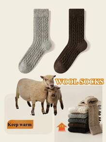 1/2/3/6 双装女士中筒袜，适合秋冬季节，可爱圆点图案，保暖舒适，可搭配靴子，厚羊毛袜，舒适袜