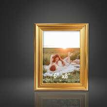 1pc/4pcs Luxury Gold Photo Frames, 3D Edge Design, 3.5x5", 4x6", 5x7", 6x8", 8x10" Options, Decor For Living Room, Bedroom, Office, Wedding, Anniversary, Christmas, Pet Memorial, Comes With Random Photo Paper (For Reference Only)