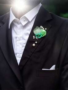 1pc Unisex Cream Pearl Rose Boutonniere, Wedding Bridal Party Groomsman Accessory, Daily Wear - Multicolor - View 16