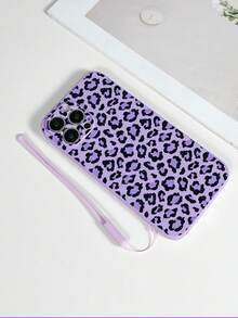 1 件紫色 TPU 豹纹防震手机壳和 1 件紫色硅胶腕带，适用于 Apple/配套手机壳/带挂绳的手机壳/趣味手机壳/Android 手机壳/手机壳/手机壳/OPPO 手机壳/Galaxy - 彩色 - 查看 4