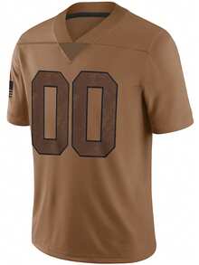 Customized Name & Number Men's Embroidered American Football Jersey, V-Neck Short Sleeve Shirt For Party, Match, Training, Sports, DIY, S-XXL - Brown - View 2