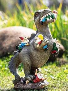 1件可爱恐龙装饰品，户外装饰，恐龙抱着圣诞老人树脂摆件，圣诞派对装饰 - 彩色 - 查看 2