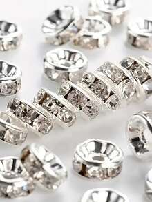 103 Stücke 6mm/73mm Silber Kristall Abstandsperlen, ideal für das Basteln von Armbändern und Halsketten