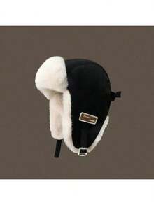 1 件女士绒面革保暖帽，多功能厚耳保护飞行员帽，适合秋冬季，适合骑自行车、滑雪，毛绒捕手帽