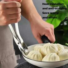 Clemă anti-opărire din oțel inoxidabil, clemă pentru bol de bucătărie, clemă pentru legume gătite la abur, ustensilă de bucătărie rezistentă la căldură pentru manipularea farfuriilor, clemă antiderapantă pentru cuptor la temperatură înaltă, clemă pentru bol de aragaz cu inducție, clemă pentru oală de gătit din bucătărie, ușoară și ușor de utilizat