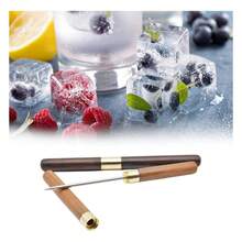 Dos picahielos de acero inoxidable con mangos de madera y tapas de se.guridad. Rompe hielo fácilmente del congelador, la máquina de hielo o cualquier otro lugar. Perfecto para bares, cocinas y alimentos congelados a granel. No solo rompe hielo, sino que también puede perforar cuero y alimentos congelados. - Marrón - Ver 7