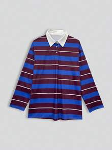 T-shirt rayé décontracté, convient pour l'école, le quotidien et la rue, automne