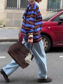 T-shirt rayé décontracté, convient pour l'école, le quotidien et la rue, automne