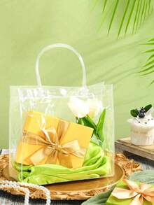 1/5/10/20 buc Sacoșă de cadou transparentă impermeabilă din PVC cu nasturi, geantă de cumpărături, perfectă pentru nunți, petreceri și festivaluri pentru doamne, geantă transparentă aprobată pentru stadion, pentru concerte, evenimente sportive, festivaluri, geantă transparentă, impermeabilă pentru femei, perfectă pentru vară, vacanță și plajă, sacoșe de cadouri de Crăciun.