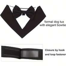 狗狗礼服、正式狗狗婚礼头巾、带领结的狗狗项圈、狗狗生日服装、可调节宠物派对礼服狗狗婚礼服装、狗狗情人节角色扮演服装（适合小型、中型、大型宠物） - 黑與白 - 查看 3