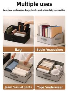 1pc Portable Divided Storage Box, Desktop Organizer, Large Opening Drawer-Style Clothing Storage Box For Wardrobe, Underwear And Clothing Divider Storage Box,Bedroom Room Decor,Back To School - Multicolor - View 6
