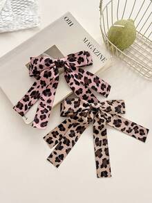 1 Stück Boho Chic Leoparden-Muster Haarclip mit Schleife, geeignet für Party und Alltag, Haarklammer, Haarspange, Haarclips, Haarspange, Herbstmode