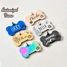 Custom Silent Dog Tag -Dog Tag, Personalized Dog Tag, Dog Tag For Dogs, Slide On Pet ID Tag, Dog Name Tag, Tags For Dogs And Cats, Beautiful Memory Gifts For Dad On Father's Day Ornamental Stylish, Fashion, Colorful, Vintage, Cute, Contracted, Cuties Custom, Unique, Customized, Personalized Pet For Anniversaries, For Birthdays,Pet Supplies,2025 Halloween Accessories,Personalised Cat Dog Puppy Pet ID Name Pendants - Multicolor - View 7