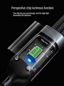 3-In-1 Charging Cable, Transparent Luminous Nylon Braided Fast Charging & Data Transfer Cable