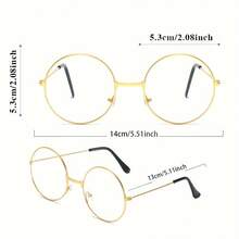 Gold Rim Round Clear Lens Glasses - Minimalist Style, Durable Metal Frame, Lightweight And Comfortable For Everyday Wear - 金黃 - 查看 5