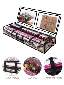 1pc Transparent Christmas Gift Packaging Bag, Durable PVC Gift Packaging Storage Bag, Portable Square Container For Storing Ribbons, Bows And Accessories - Transparent - View 7