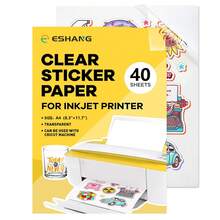 20 hojas de papel de vinilo transparente imprimible A4 para impresora de inyección de tinta, papel de impresión de pegatinas translúcido, papel de pegatinas no impermeable de 8.3x11.7 pulgadas para manualidades