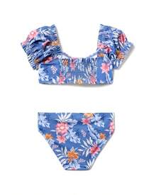 Janie And Jack  Tropical Floral Sweetheart 2pc Swimsuit - Blue - View 3