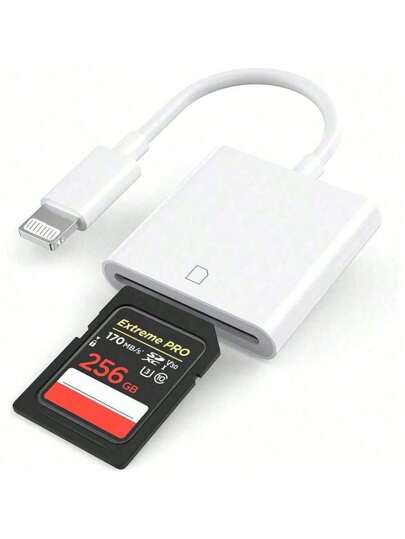 Leitor de Cartão SD, Leitor Universal de Celulares, Leitor OTG, Leitor de Cartão de Memória SD para iPhone 16/15/14 Pro Max/14 Pro/14 Plus/14/13/12/11/XS/XR/Séries 8/7/6. Plug and Play