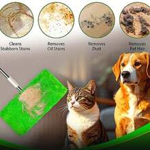 12-Piece Green Dust Removal Mop Cloth- Dry And Wet Dual Use,Can Be Washed And Replaced, Suitable For Living Room And Kitchen Cleaning - Green - View 7