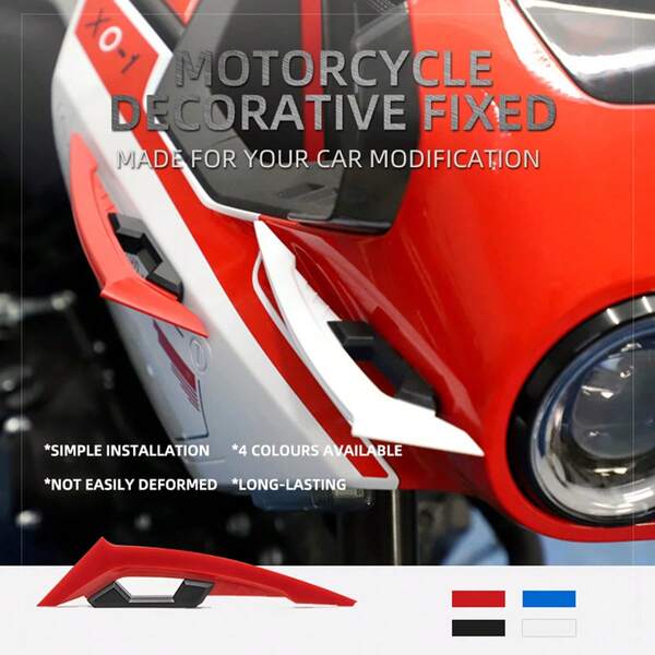 2 pièces/set Grandes lames de ventilation : Stabilisateurs décoratifs de moto 3D créatifs avec installation adhésive sans dommage - Cool, durable et adapté aux motos/véhicules électriques (blanc/rouge/noir/bleu)