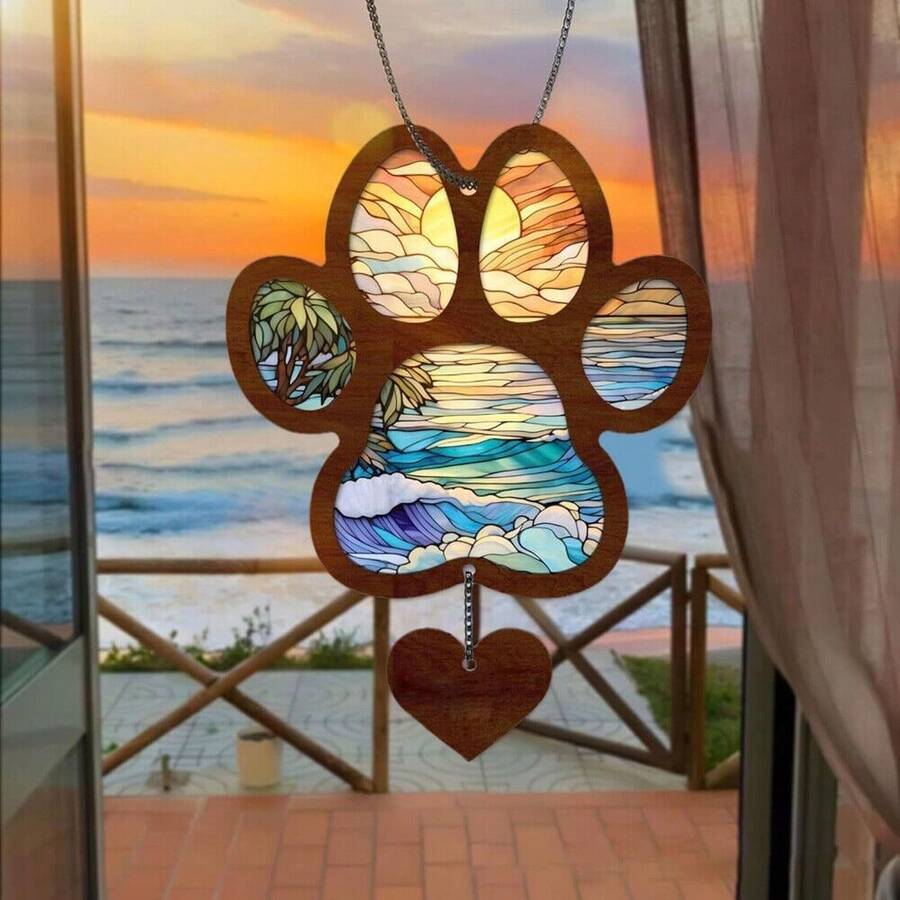 1pc 2D Flat Heartfelt Dog Memorial Suncatcher, Durable Waterproof Hanging Decor For Windows & Cars, Touching Pet Sympathy Gift To Memorialize Your Beloved Companion, Easy To Hang, Great For Pet Owners & Animal Lovers